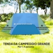 TENDA DA CAMPEGGIO 2 POSTI CON 2 VESTIBOLI 2 PORTE 2 FINESTRE E BORSA DI TRASPORTO 2.8X2.25X1.1 CM BEIGE