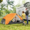 TENDA DA CAMPEGGIO 2 POSTI CON 2 VESTIBOLI 2 PORTE 2 FINESTRE E BORSA DI TRASPORTO 2.8X2.25X1.1 CM ARANCIONE