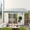 TENDA DA SOLE A BRACCI AVVOLGIBILE A MANOVELLA IN METALLO E ALLUMINIO 4X2.5M VERDE E BIANCO