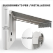TENDA DA SOLE A BRACCI AVVOLGIBILE A MANOVELLA IN METALLO E ALLUMINIO 4X2.5M VERDE E BIANCO