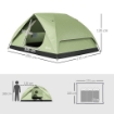TENDA DA CAMPEGGIO PER 3 PERSONE IMPERMEABILE CON TASCHE GANCIO PER LANTERNA E BORSA DI TRASPORTO VERDE