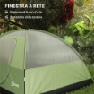 TENDA DA CAMPEGGIO PER 3 PERSONE IMPERMEABILE CON TASCHE GANCIO PER LANTERNA E BORSA DI TRASPORTO VERDE