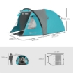 TENDA DA CAMPEGGIO 3 PERSONE CON CAMERA E VERANDA IMPERMEABILE 3000MM E BORSA DI TRASPORTO AZZURRO