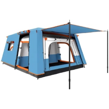 TENDA DA CAMPEGGIO PER 4-6 PERSONE CON 2 STANZE E VERANDA IMPERMEABILE E UPF 30+ BORSA DI TRASPORTO BLU