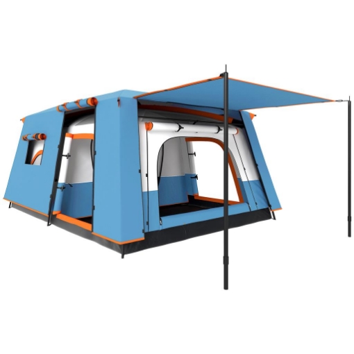 TENDA DA CAMPEGGIO PER 4-6 PERSONE CON 2 STANZE E VERANDA IMPERMEABILE E UPF 30+ BORSA DI TRASPORTO BLU