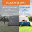 TENDA DA CAMPEGGIO PER 4-6 PERSONE CON 2 STANZE E VERANDA IMPERMEABILE E UPF 30+ BORSA DI TRASPORTO BLU
