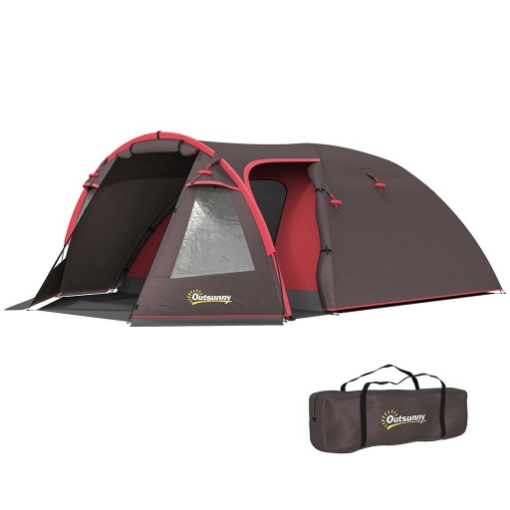 TENDA DA CAMPEGGIO DA 2-4 PERSONE CON STANZE SEPARATE IMPERMEABILE CON DOPPIE PORTE GRIGIO