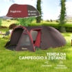 TENDA DA CAMPEGGIO DA 2-4 PERSONE CON STANZE SEPARATE IMPERMEABILE CON DOPPIE PORTE GRIGIO