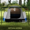TENDA DA CAMPEGGIO IMPERMEABILE CON 2 AREE E 3 INGRESSI IN POLIESTERE E FIBRA DI VETRO 420X200X150 CM VERDE