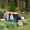 TENDA DA CAMPEGGIO IMPERMEABILE CON 2 AREE E 3 INGRESSI POLIESTERE E FIBRA DI VETRO 420X200X150 CM ARANCIONE