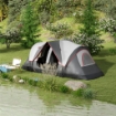 TENDA DA CAMPEGGIO 6 POSTI CON 2 STANZE SEPARATE POLIESTERE E FIBRA DI VETRO 450X215X180 CM GRIGIO