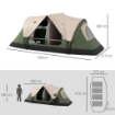 TENDA DA CAMPEGGIO 6 POSTI CON 2 STANZE SEPARATE POLIESTERE E FIBRA DI VETRO 450X215X180 CM VERDE SCURO