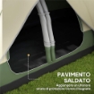 TENDA DA CAMPEGGIO 6 POSTI CON 2 STANZE SEPARATE POLIESTERE E FIBRA DI VETRO 450X215X180 CM VERDE SCURO