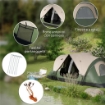TENDA DA CAMPEGGIO 6 POSTI CON 2 STANZE SEPARATE POLIESTERE E FIBRA DI VETRO 450X215X180 CM VERDE SCURO