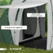 TENDA DA CAMPEGGIO 4-6 PERSONE CON 2 CAMERE IN POLIESTERE E FIBRA DI VETRO 555X225X190 CM GRIGIO E VERDE
