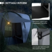 TENDA DA CAMPEGGIO 4-6 PERSONE CON 2 CAMERE IN POLIESTERE E FIBRA DI VETRO 555X225X190 CM GRIGIO E VERDE