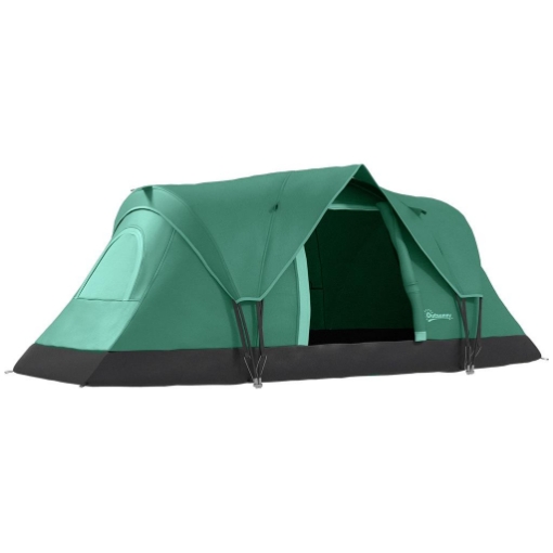 TENDA DA CAMPEGGIO 4 POSTI IDROREPELLENTE CON PROTEZIONE UV PALI IN FIBRA DI VETRO 4.55X2.3X1.8 M VERDE
