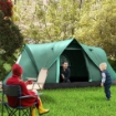 TENDA DA CAMPEGGIO 4 POSTI IDROREPELLENTE CON PROTEZIONE UV PALI IN FIBRA DI VETRO 4.55X2.3X1.8 M VERDE