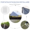 TENDA DA SOLE PORTATILE 3X3 M TENDALINO PARASOLE IMPERMEABILE PER CAMPEGGIO E SPIAGGIA BIANCO