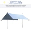 TENDA DA SOLE PORTATILE 3X3 M TENDALINO PARASOLE IMPERMEABILE PER CAMPEGGIO E SPIAGGIA BIANCO