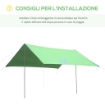 TENDA DA SOLE PORTATILE 3X3 M TENDALINO PARASOLE IMPERMEABILE PER CAMPEGGIO E SPIAGGIA VERDE
