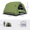 TENDA DA CAMPEGGIO PER 3 PERSONE IMPERMEABILE CON TASCA GANCIO PER LANTERNA E BORSA 2X2X1.35M VERDE
