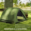 TENDA DA CAMPEGGIO PER 3 PERSONE IMPERMEABILE CON TASCA GANCIO PER LANTERNA E BORSA 2X2X1.35M VERDE