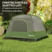 TENDA DA CAMPEGGIO PER 3 PERSONE IMPERMEABILE CON TASCA GANCIO PER LANTERNA E BORSA 2X2X1.35M VERDE