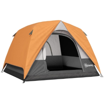 TENDA DA CAMPEGGIO PER 3 PERSONE IMPERMEABILE CON TASCA GANCIO PER LANTERNA E BORSA 2X2X1.35M ARANCIONE
