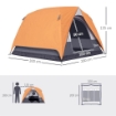 TENDA DA CAMPEGGIO PER 3 PERSONE IMPERMEABILE CON TASCA GANCIO PER LANTERNA E BORSA 2X2X1.35M ARANCIONE