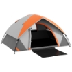 TENDA DA CAMPEGGIO 2 POSTI CON FINESTRA A RETE E GANCIO IN POLIESTERE 210X150X110 CM GRIGIO E ARANCIONE