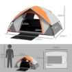 TENDA DA CAMPEGGIO 2 POSTI CON FINESTRA A RETE E GANCIO IN POLIESTERE 210X150X110 CM GRIGIO E ARANCIONE