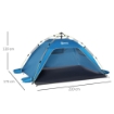 TENDA DA SPIAGGIA POP UP CON PORTA A CERNIERA IN POLIESTERE E FIBRA DI VETRO 220X173X120 CM BLU CIELO E GRIGIO