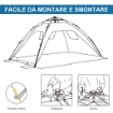 TENDA DA SPIAGGIA POP UP CON PORTA A CERNIERA IN POLIESTERE E FIBRA DI VETRO 220X173X120 CM BLU CIELO E GRIGIO