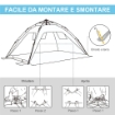 TENDA DA SPIAGGIA POP UP CON PORTA A CERNIERA IN POLIESTERE E FIBRA DI VETRO 220X173X120 CM BLU CHIARO E GIALLO