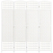 PARAVENTO A 4 ANTE PIEGHEVOLE PER INTERNI, AUTOPORTANTE E INTRECCIATO 160X170 CM BIANCO