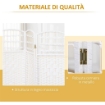 PARAVENTO A 4 ANTE PIEGHEVOLE PER INTERNI, AUTOPORTANTE E INTRECCIATO 160X170 CM BIANCO