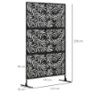 PARAVENTO DA ESTERNO IN ACCIAIO CON MOTIVI A SALICE E 2 PIEDINI 122X45X198 CM NERO