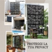 PARAVENTO DA ESTERNO IN ACCIAIO CON MOTIVI A SALICE E 2 PIEDINI 122X45X198 CM NERO