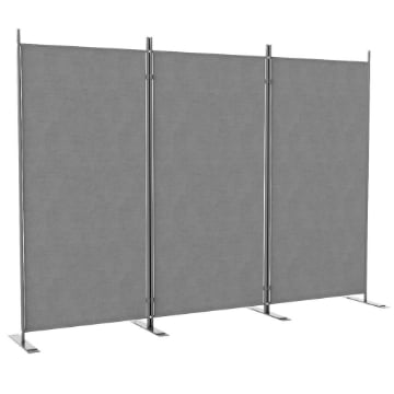 PARAVENTO DA ESTERNO A 3 PANNELLI PIEGHEVOLE E REGOLABILE IN POLIESTERE E METALLO 252X44X176 CM GRIGIO CARBONE