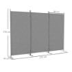 PARAVENTO DA ESTERNO A 3 PANNELLI PIEGHEVOLE E REGOLABILE IN POLIESTERE E METALLO 252X44X176 CM GRIGIO CARBONE
