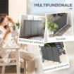 PARAVENTO DA ESTERNO A 3 PANNELLI PIEGHEVOLE E REGOLABILE IN POLIESTERE E METALLO 252X44X176 CM GRIGIO CARBONE