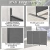PARAVENTO DA ESTERNO A 3 PANNELLI PIEGHEVOLE E REGOLABILE IN POLIESTERE E METALLO 252X44X176 CM GRIGIO CARBONE