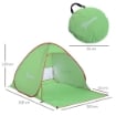 TENDA DA SPIAGGIA POP UP CON PROTEZIONE UV 30+ E BORSA DI TRASPORTO 200X150X119 CM VERDE