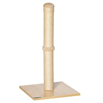 TIRAGRAFFI PER GATTI CON PALO IN SISAL ALTO 60 CM E BASE IN TRUCIOLATO BEIGE