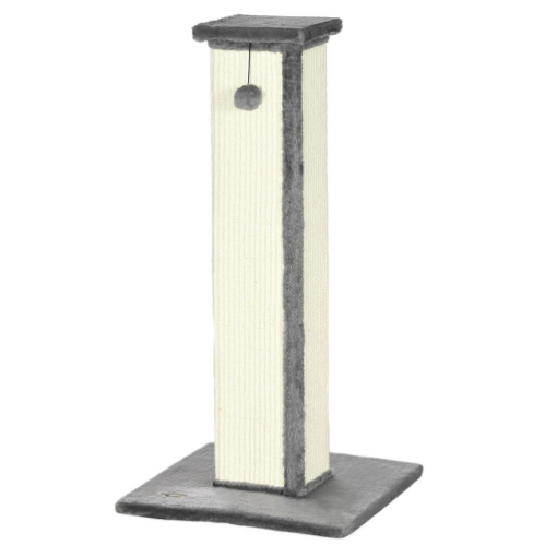 TIRAGRAFFI PER GATTI CON PALLINA PALO IN SISAL E RIVESTIMENTO IN PELUCHE 41X41X81 CM GRIGIO