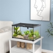 TERRARIO PER RETTILI RIALZATO CON SERRATURA E TERMOMETRO IN VETRO E RETE METALLICA 50X30X25 CM NERO