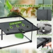 TERRARIO PER RETTILI RIALZATO CON SERRATURA E TERMOMETRO IN VETRO E RETE METALLICA 50X30X25 CM NERO