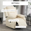 POLTRONA ALZAPERSONA RECLINABILE A 160° CON POGGIAPIEDI E TELECOMANDO IN PELLE PU E ACCIAIO 76X90X105 CM CREMA