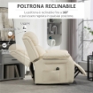 POLTRONA ALZAPERSONA RECLINABILE A 160° CON POGGIAPIEDI E TELECOMANDO IN PELLE PU E ACCIAIO 76X90X105 CM CREMA